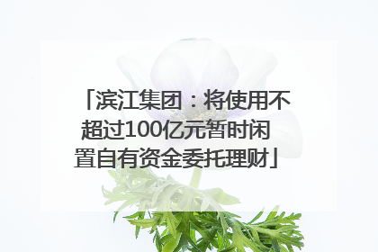 滨江集团：将使用不超过100亿元暂时闲置自有资金委托理财